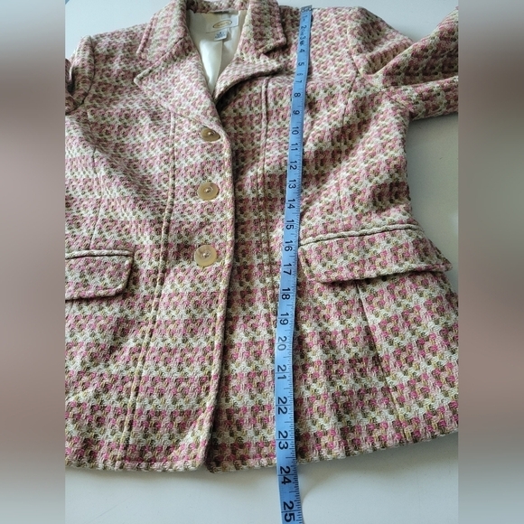 Talbots Wool Blend Tweed Blazer Italian Fabric Size 8 Pink - Picture 12 of 13